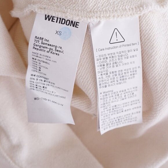 We11Done Logo-Print Mirror Hoodie Ivory Streetwear Sweatshirt XS - Picture 13 of 15